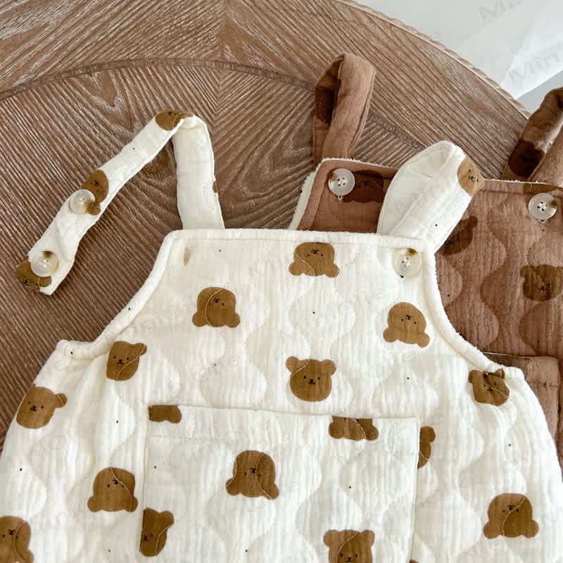 Baby Quilted Bear Pocket Romper with Hat