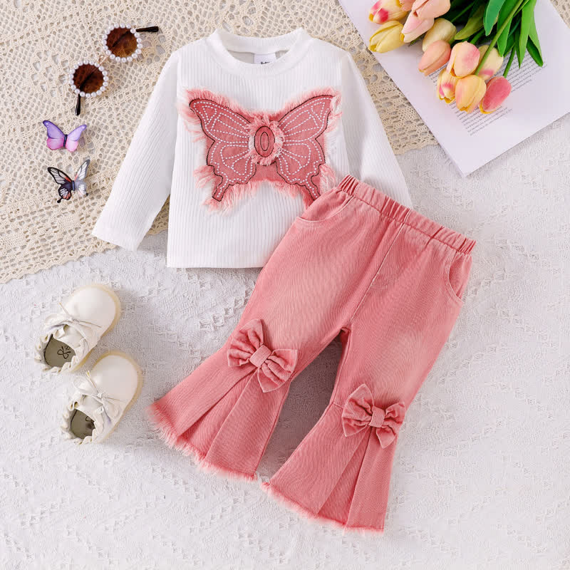 Baby 2-Piece Butterfly Bows Denim Set