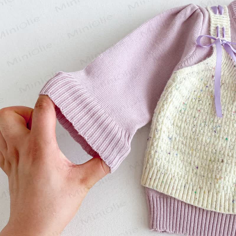 Baby Girl Purple Bow Knitted 2-piece Set
