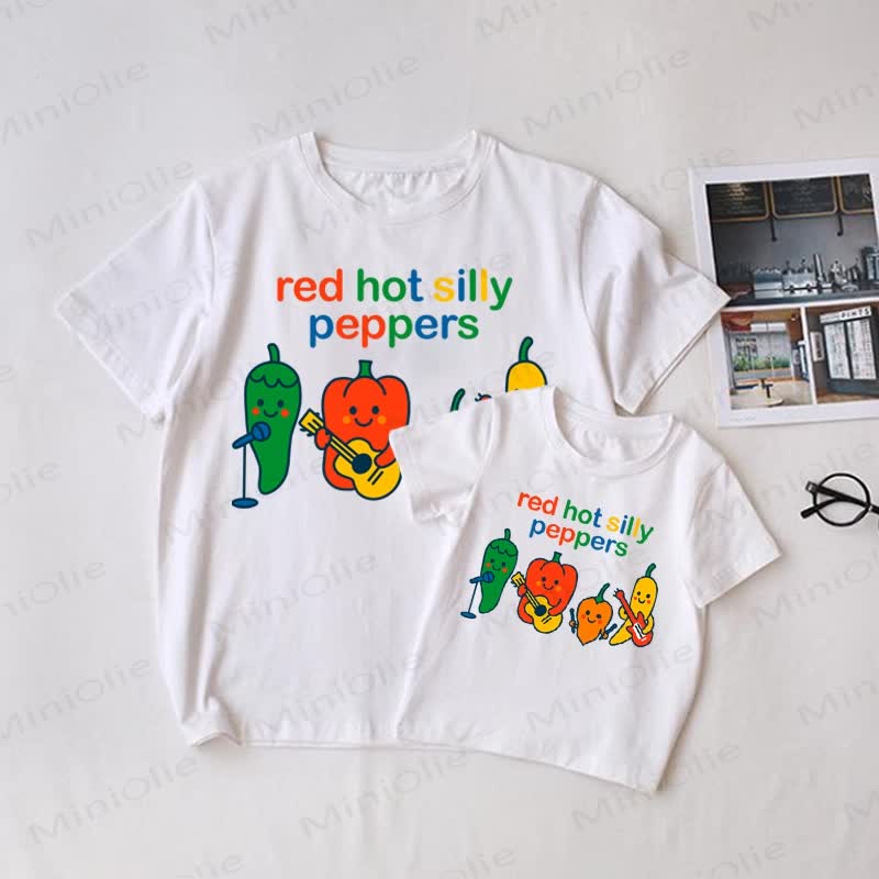 RED HOT SILLY PEPPERS White Family Matching T-Shirt