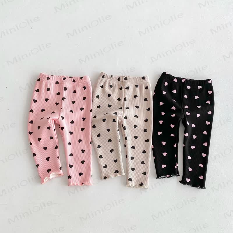 Baby Toddler Girl Heart Fleece Lined Leggings