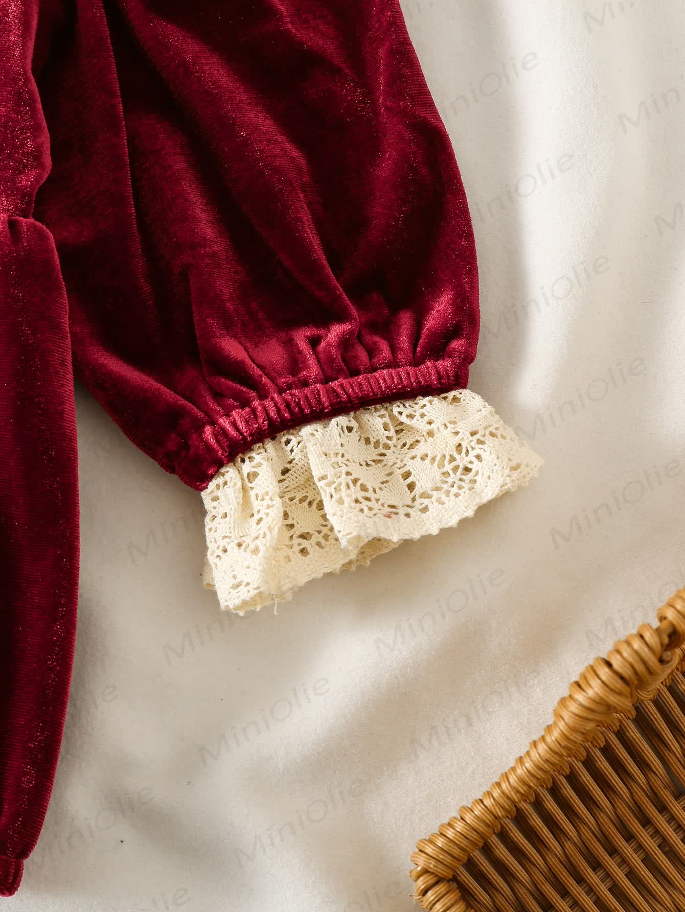 Baby Girl Velvet Lace Red Bodysuit