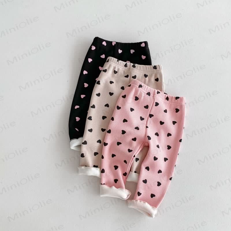 Baby Toddler Girl Heart Fleece Lined Leggings