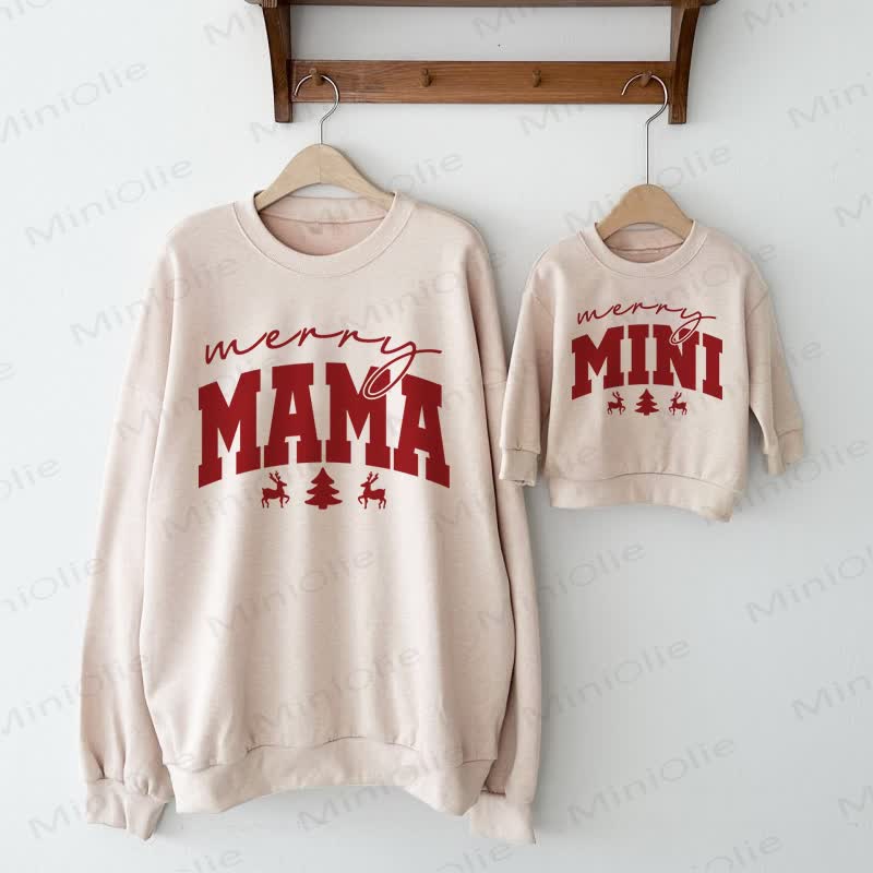 MERRY Mommy and Me Baby Beige Family Sweatshirt