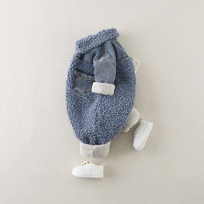 Baby Denim Blue Warm Fleece Romper