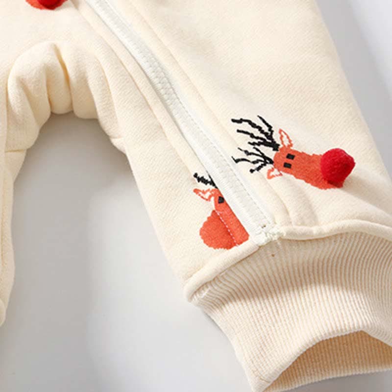 Baby Beige Deer Hooded Warm Romper