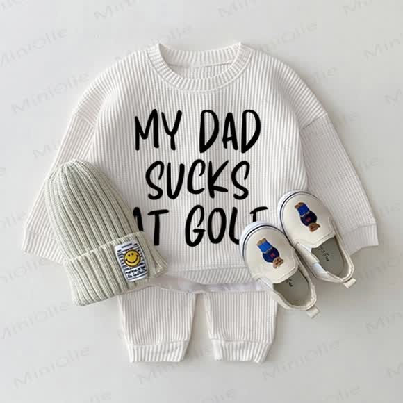 MY DAD SUCKS AT GOLF Baby Waffle 2-piece Set