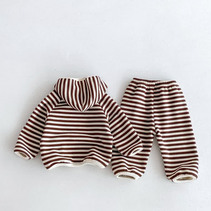 Baby 2-Piece Hooded Striped Sweatsuit Set