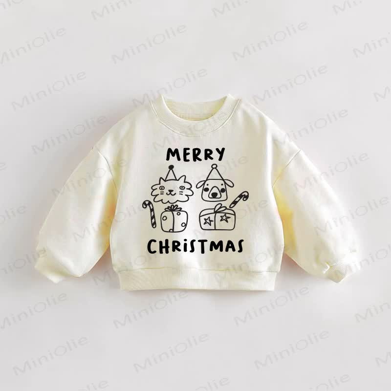 Merry Christmas Baby Toddler Animal Sweatshirt