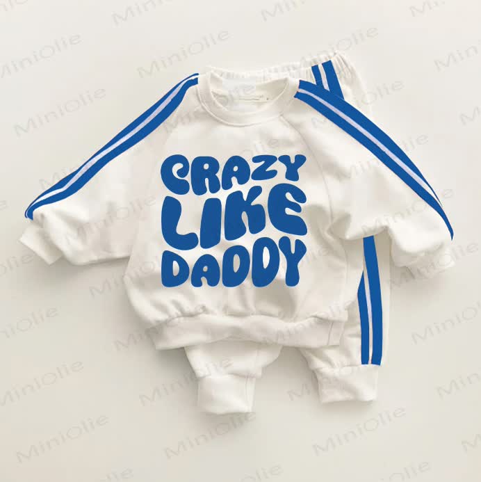 CRAZY LIKE DADDY Baby Toddler Blue Striped 2-piece Set