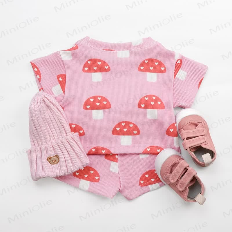 Baby Mushroom Pink Waffle 2-piece Set