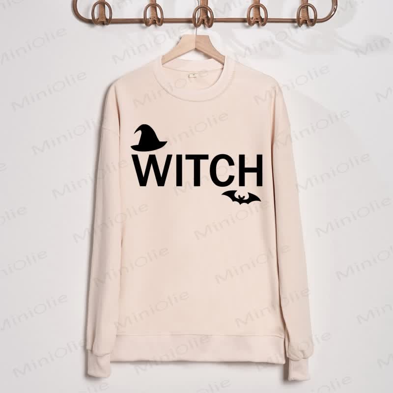 WITCH/SON OF A WITCH Mommy and Me Beige Family Sweatshirt