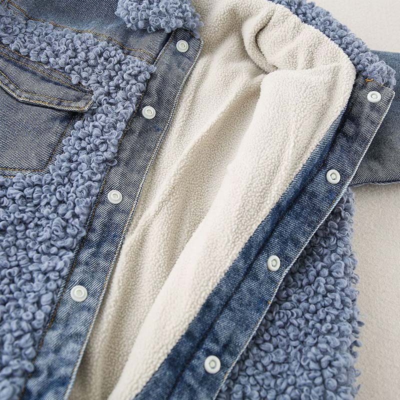 Baby Denim Blue Warm Fleece Romper