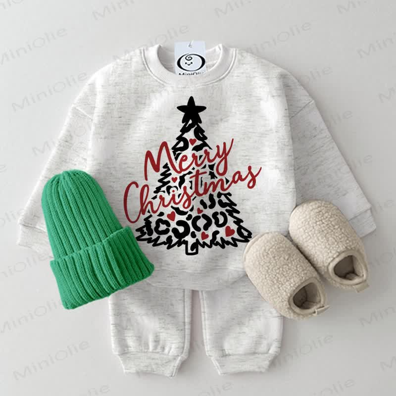MERRY CHRISTMAS Baby Tree 2-piece Light Grey Set