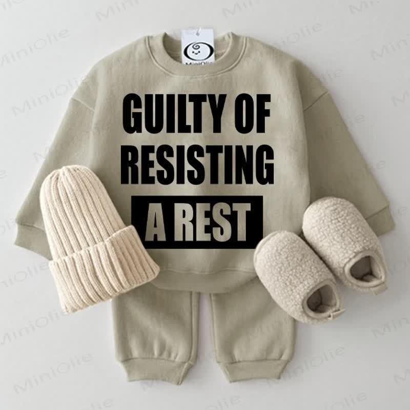 GUILTY OF RESISTING A REST Baby 2-piece Grey Green Set