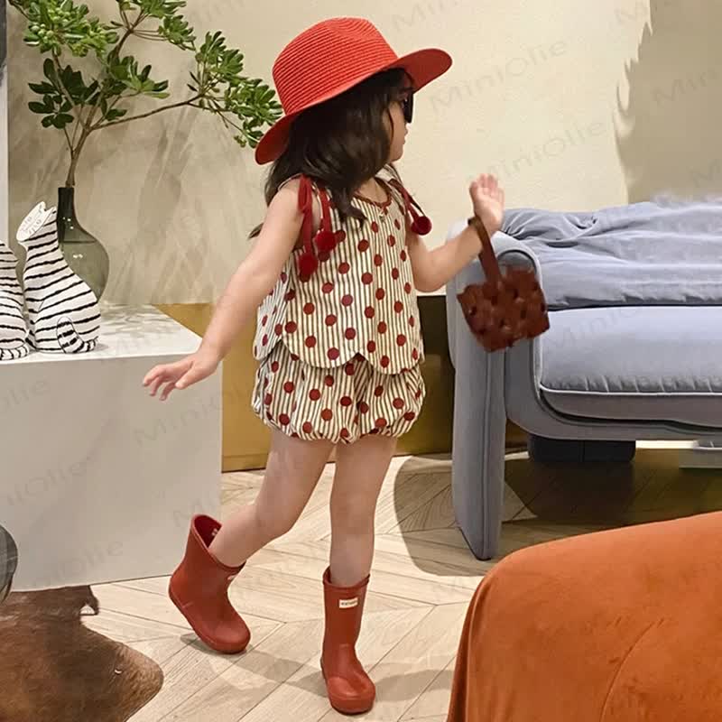 Baby Toddler 2-Piece Red Dots Striped Set