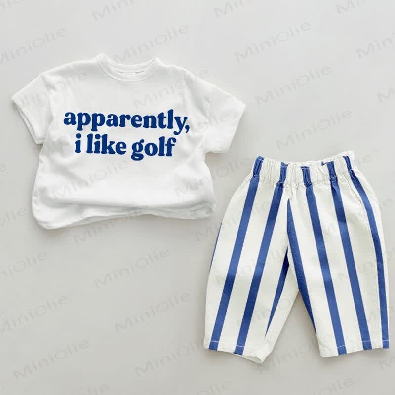 APPARENTLY I LIKE GOLF Baby 2-Piece Blue Striped Set