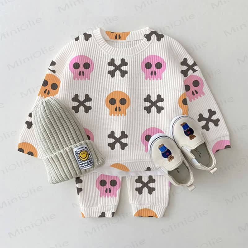 Baby Toddler Skull Printed Waffle 2-piece Set