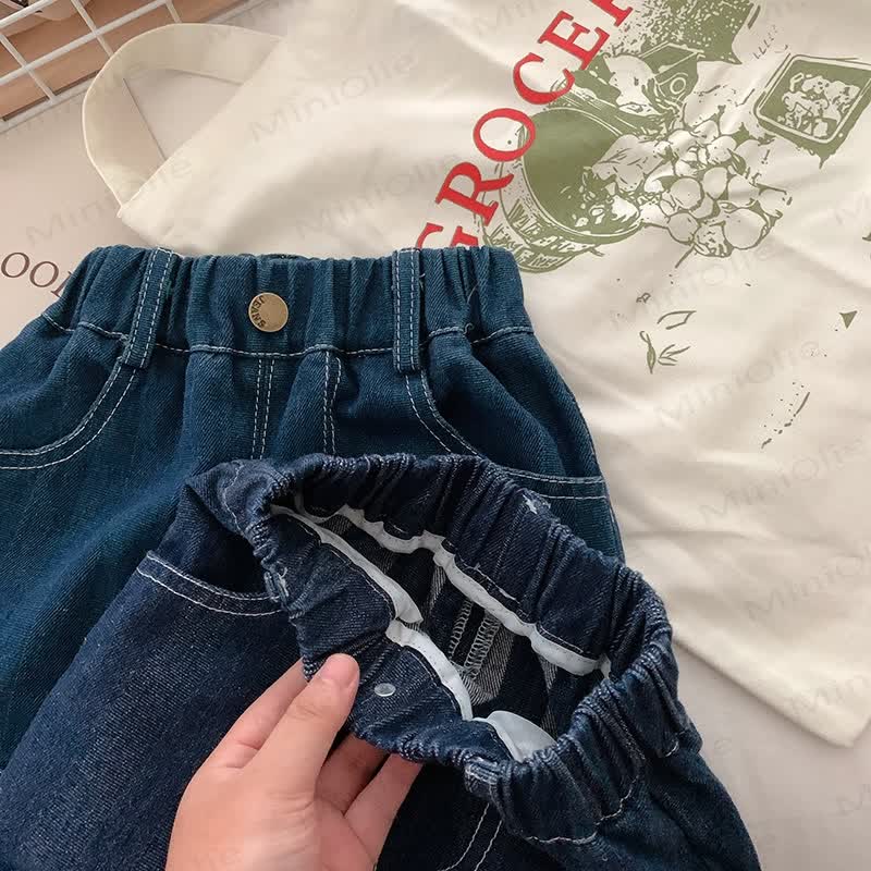 Toddler Boy Patch Striped Casual Denim Pants