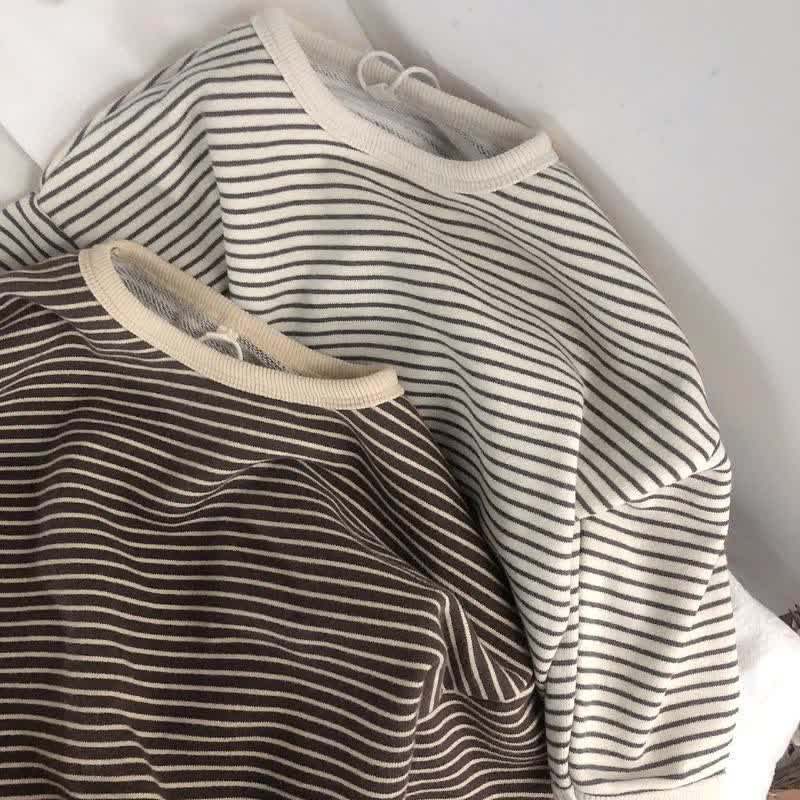 Kid Boy Striped Crew-neck Long Sleeve Top
