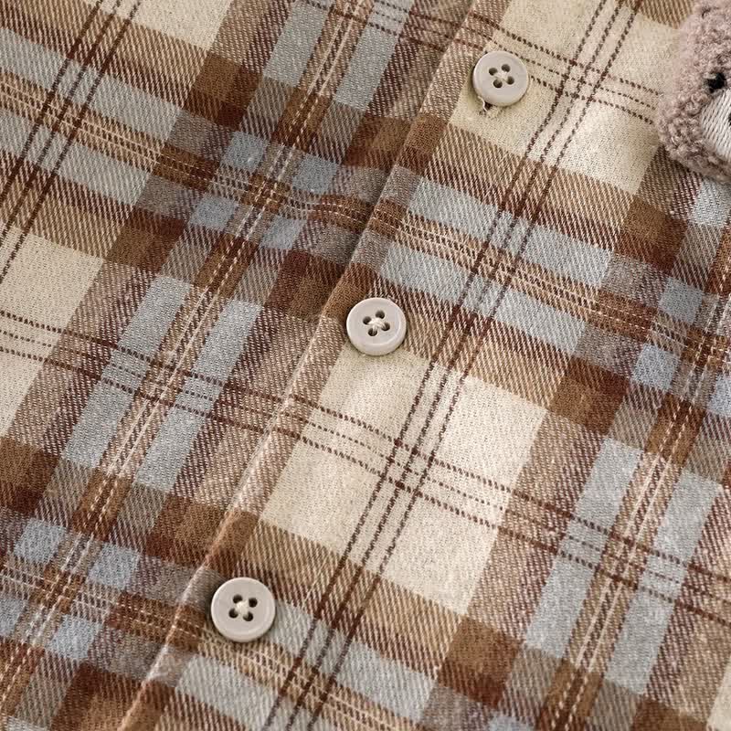 Baby Toddler Boy Bear Plaid Hooded Jacket