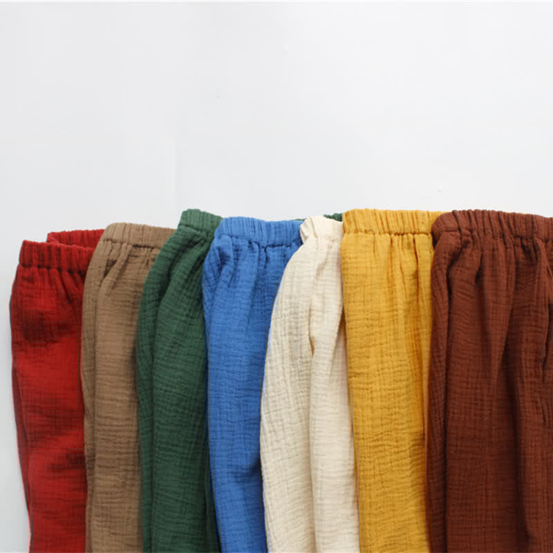 Toddler Retro Solid Color Linen Pants