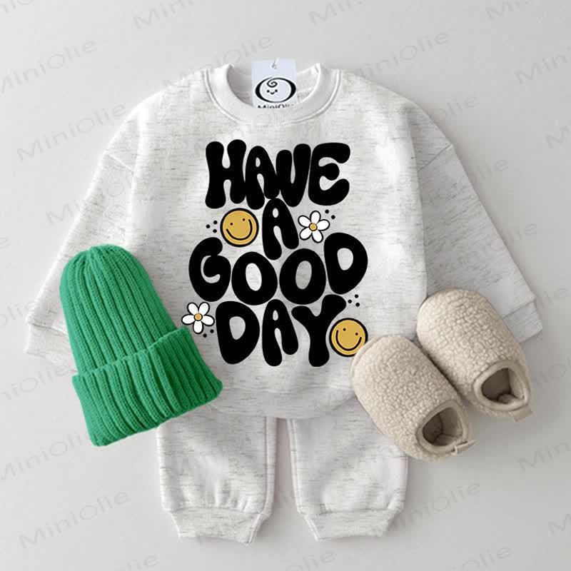 HAVE A GOOD DAY Baby Happy Face 2-piece Light Grey Set