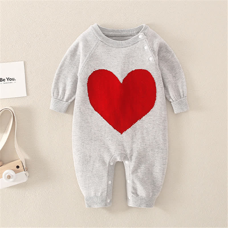 Baby Heart Knitted Romper