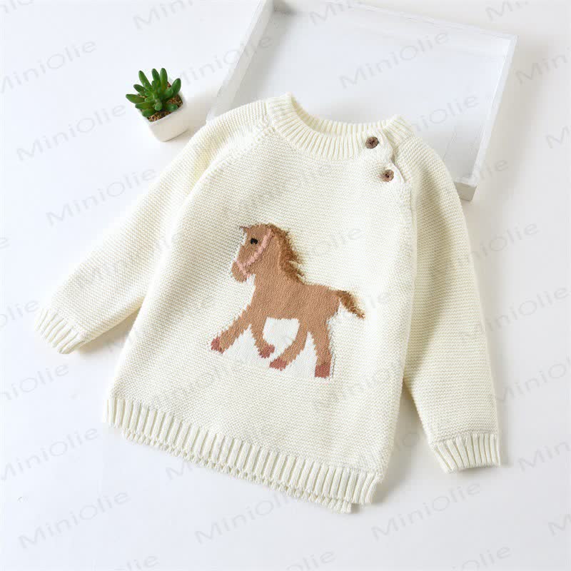 Kid Cute Horse Thicken Knit Sweater