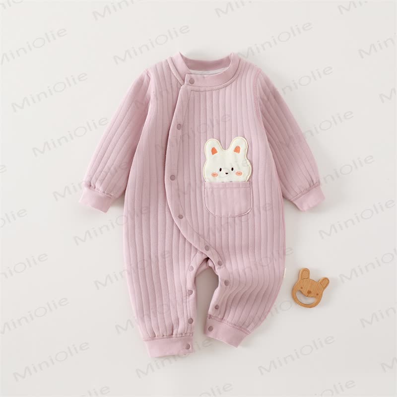 Baby Solid Color Animal Striped Romper