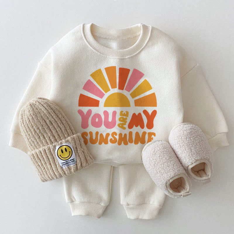 YOU ARE MY SUNSHINE Baby White Sweatshirt 2-piece Set