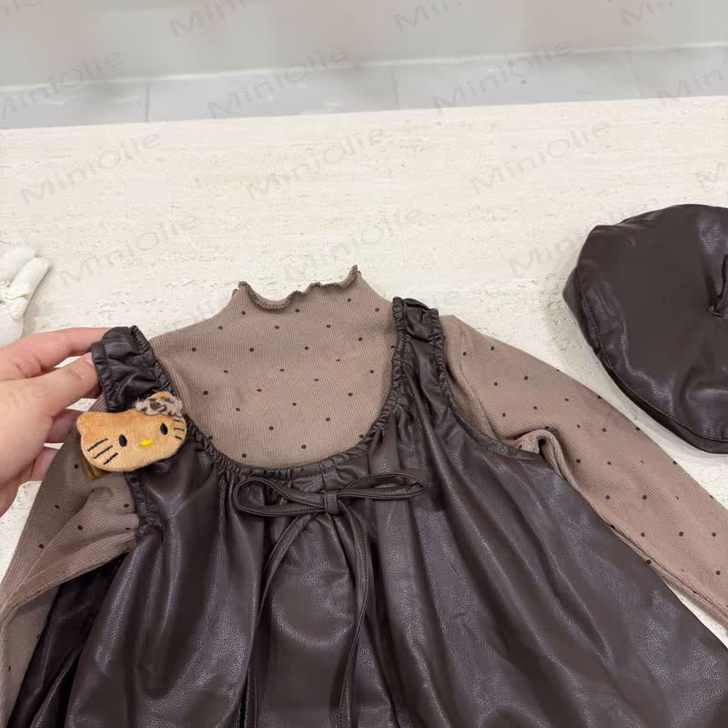 Baby Toddler Girl Bow Brown Sleeveless Dress