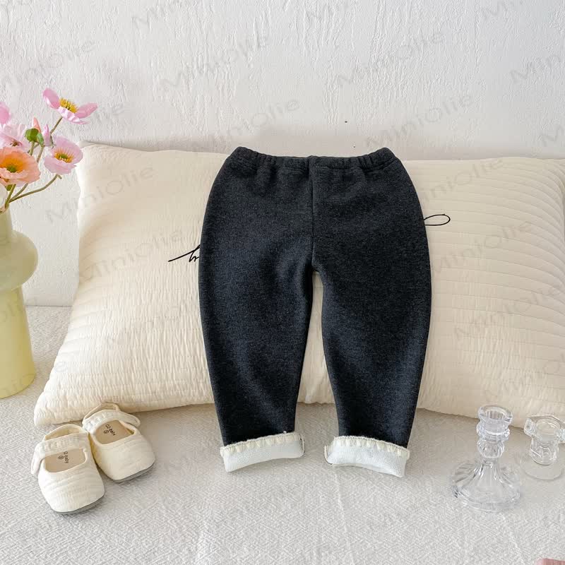 Baby Toddler Girl Knit Lace Fleece Lined Leggings