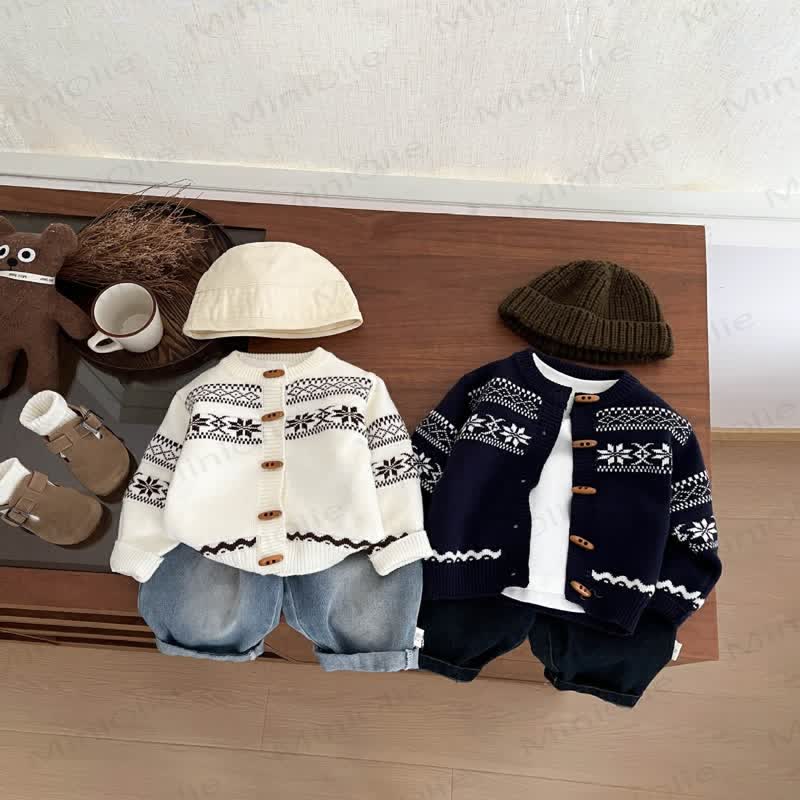 Baby Boy Vintage Jacquard Knit Cardigan
