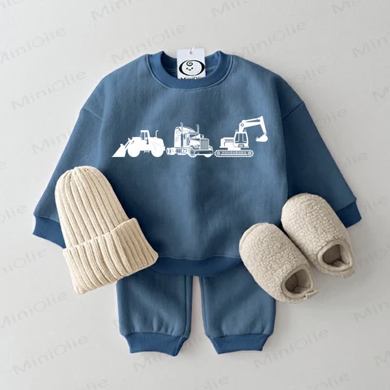 Baby Engineering Vehicle Blue Sweatsuit 2-piece Set