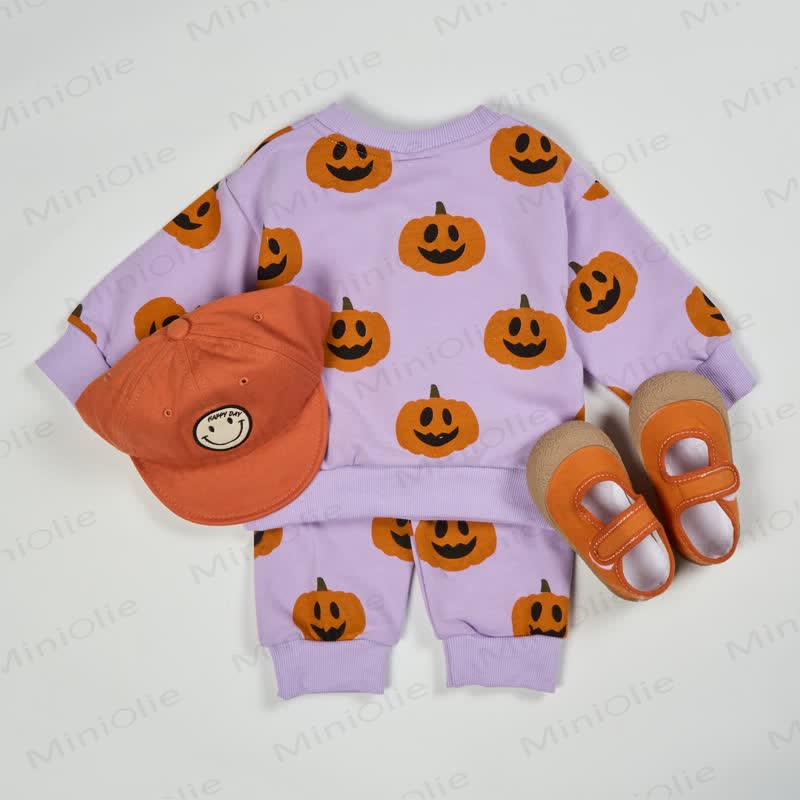 Baby Toddler Halloween Pumpkin Purple 2-piece Set