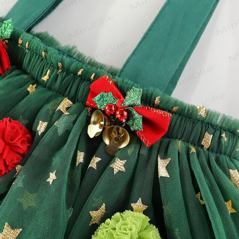 Toddler Green Tulle Colorful Bow Dress