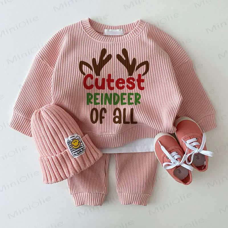 CUTEST REINDEER OF ALL Baby Pink Deer 2-Piece Set
