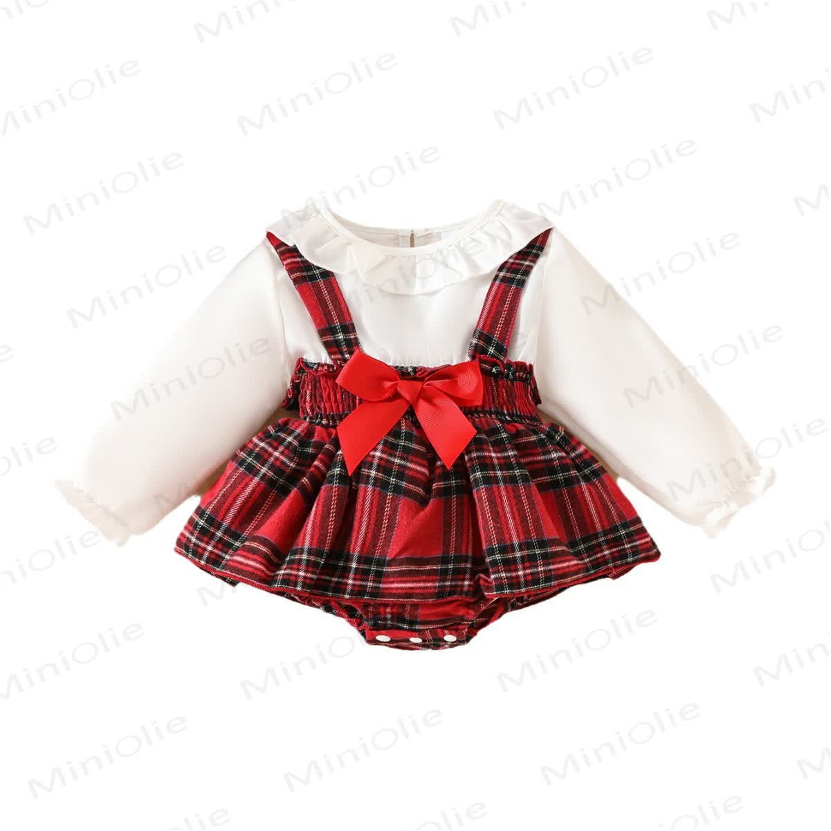 Baby Christmas Plaid Fake 2pcs Bodysuit