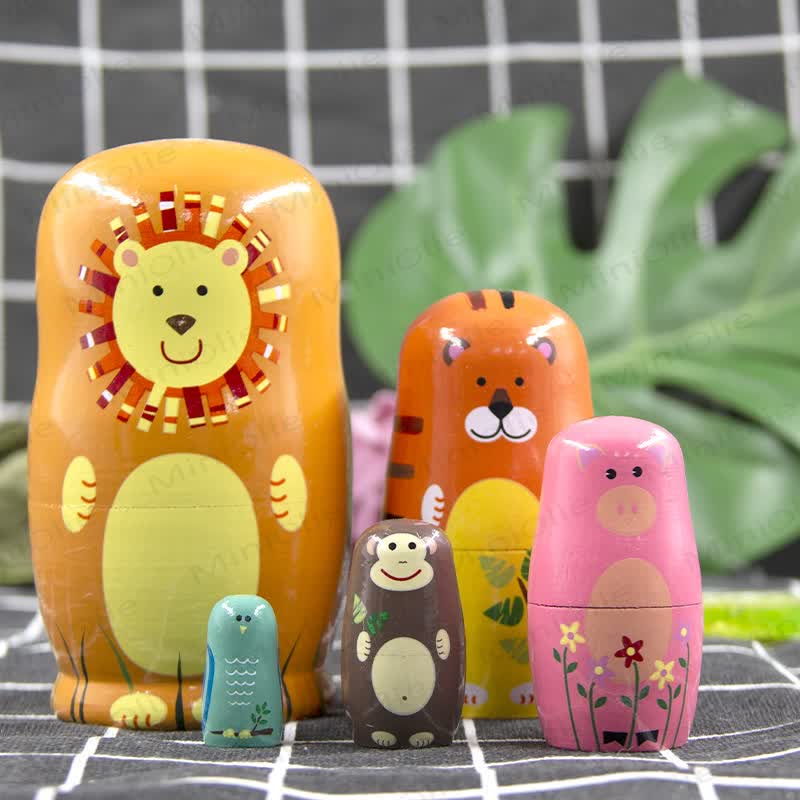 5 Pcs Animal Nesting Dolls