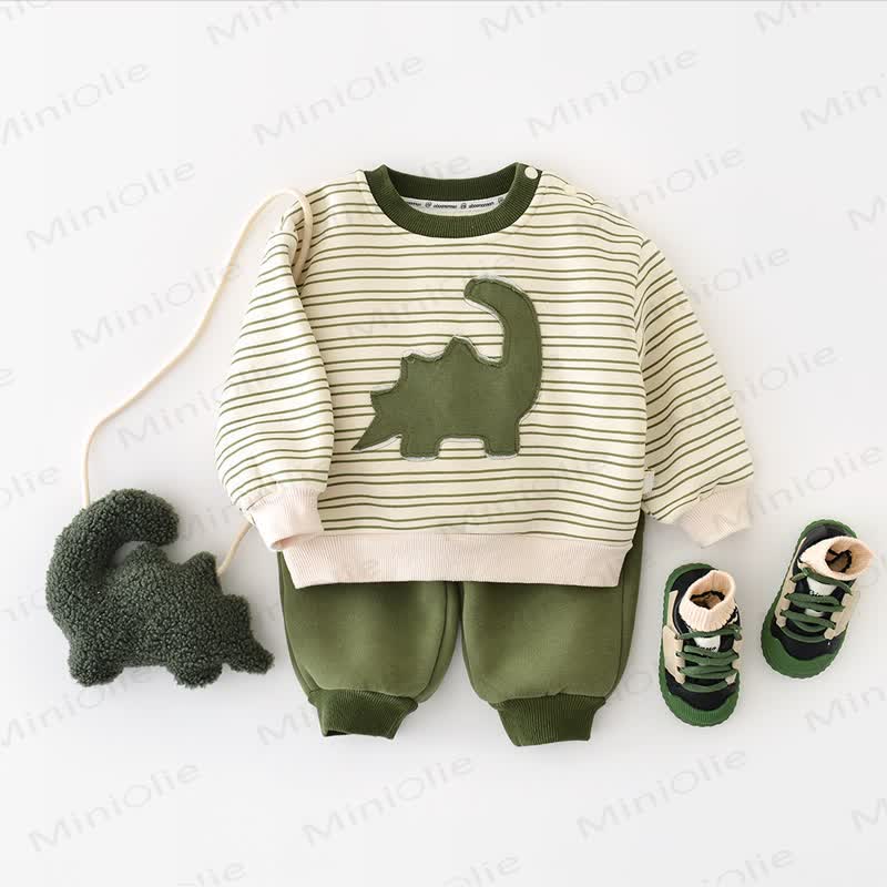 Baby Dinosaur Stripe Green Top & Pants
