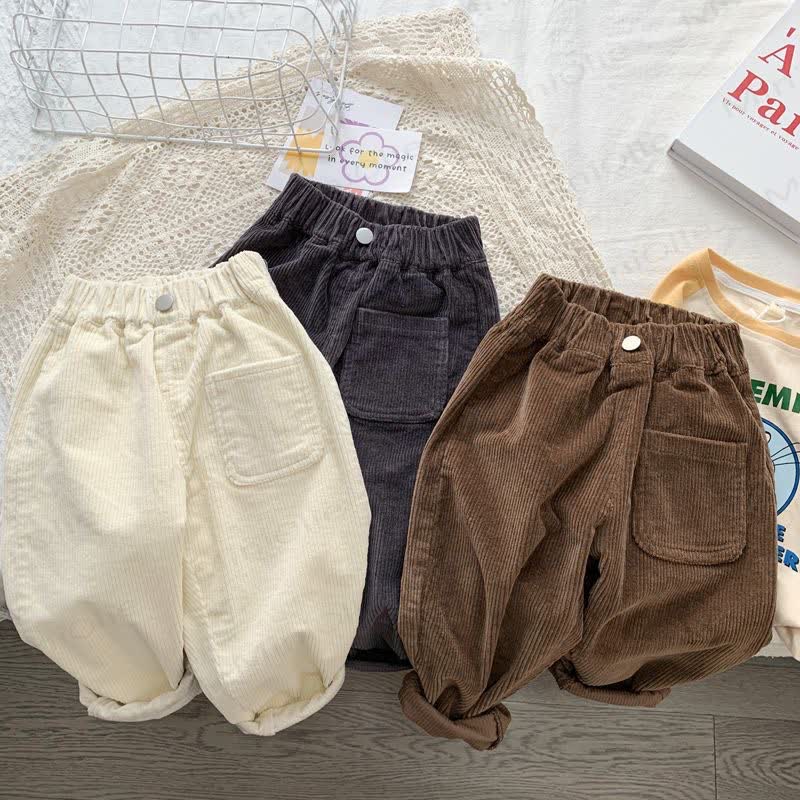 Toddler Kid Corduroy Solid Color Pants