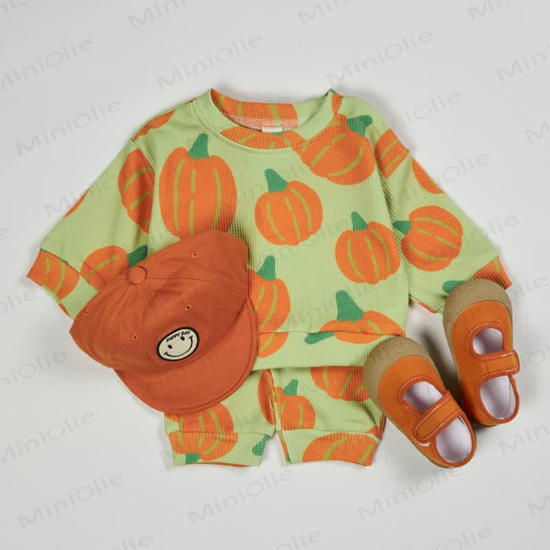 Baby Toddler Pumpkin Green Waffle 2-piece Set