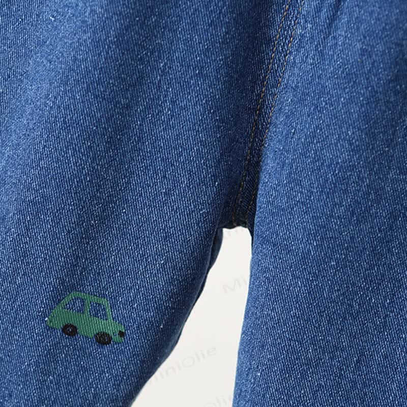 Toddler Car Embroidered Pocket Overalls