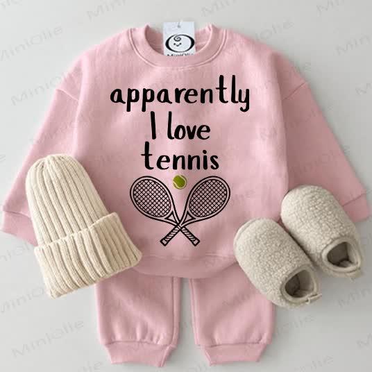 APPARENTLY I LOVE TENNIS Baby Sweatshirt 2-piece Pink Set