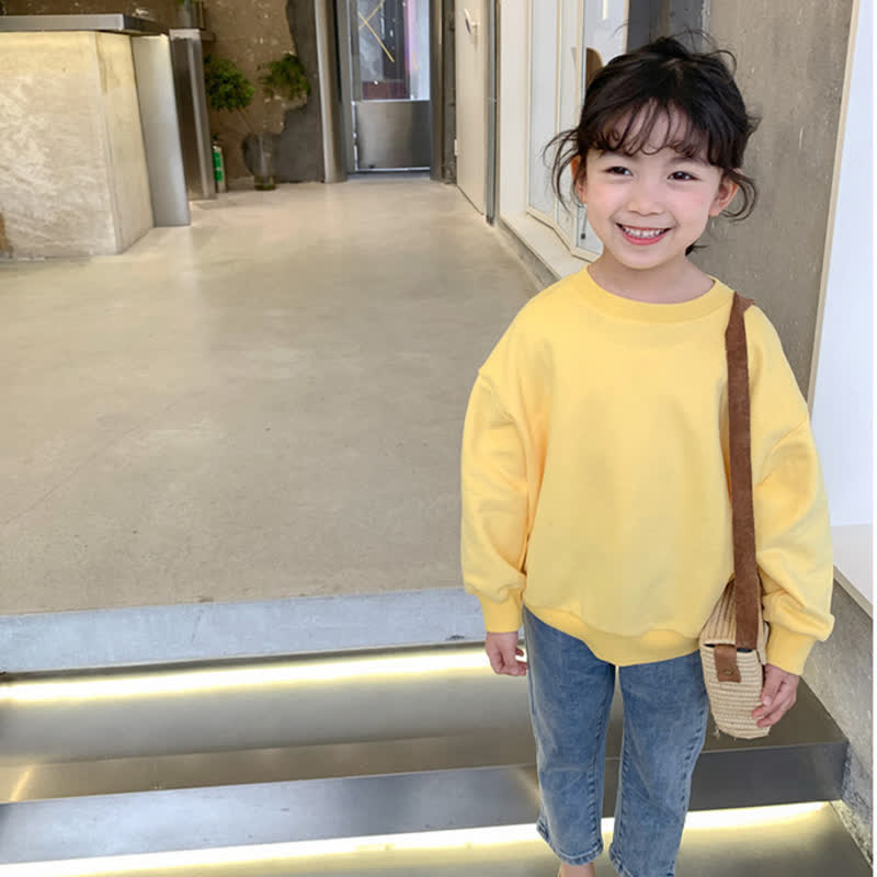 Toddler Solid Color Loose Simple Sweatshirt