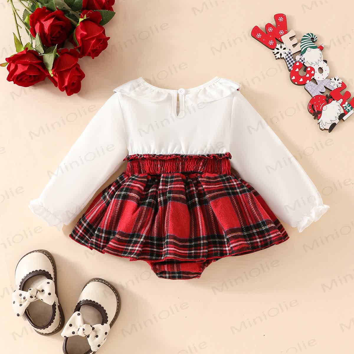Baby Christmas Plaid Fake 2pcs Bodysuit