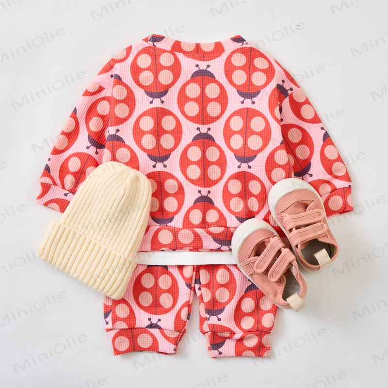 Baby Toddler Pink Ladybug Waffle 2-piece Set