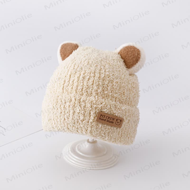 Baby Plush Bear Ears Knit Cap