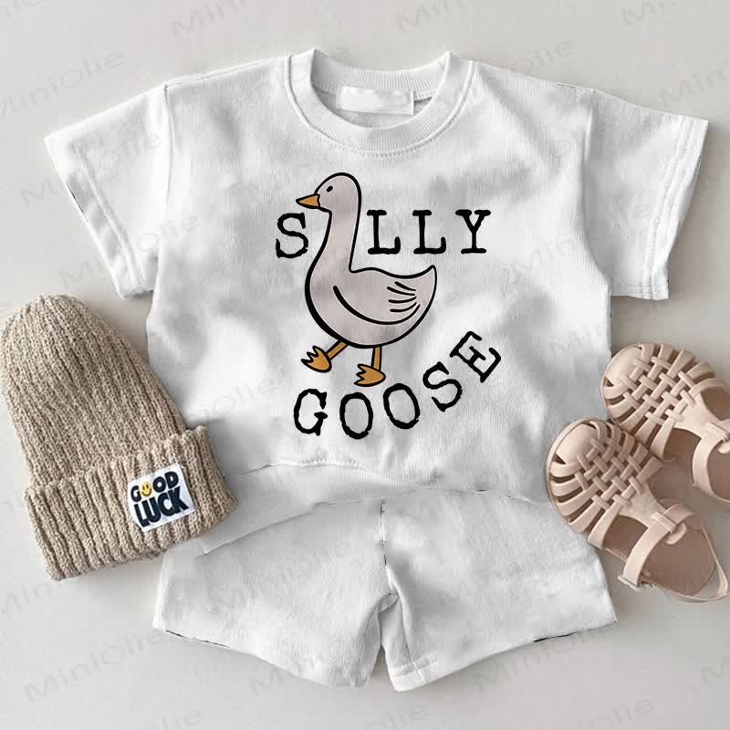 SILLY GOOSE Baby 2-Piece White Set